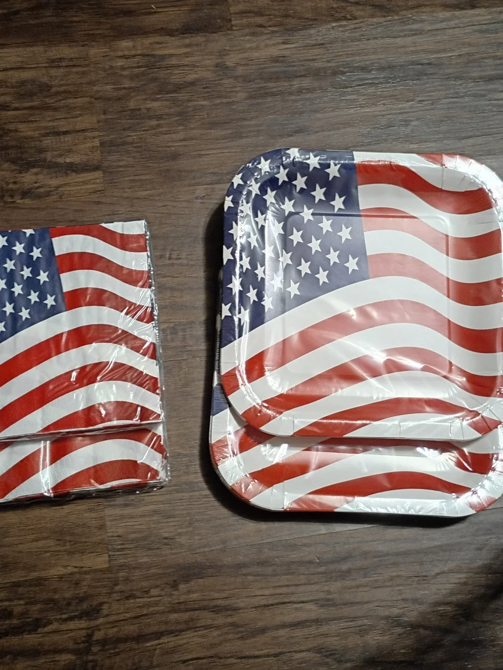 Patriotic American Flag 24 Paper Plates & 36 Napkins - Red White Blue
